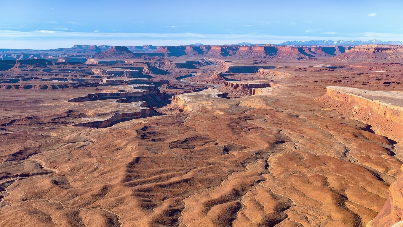 A vast maze of red rock canyons and mesas carved by the Colorado River in Canyonlands National Park
